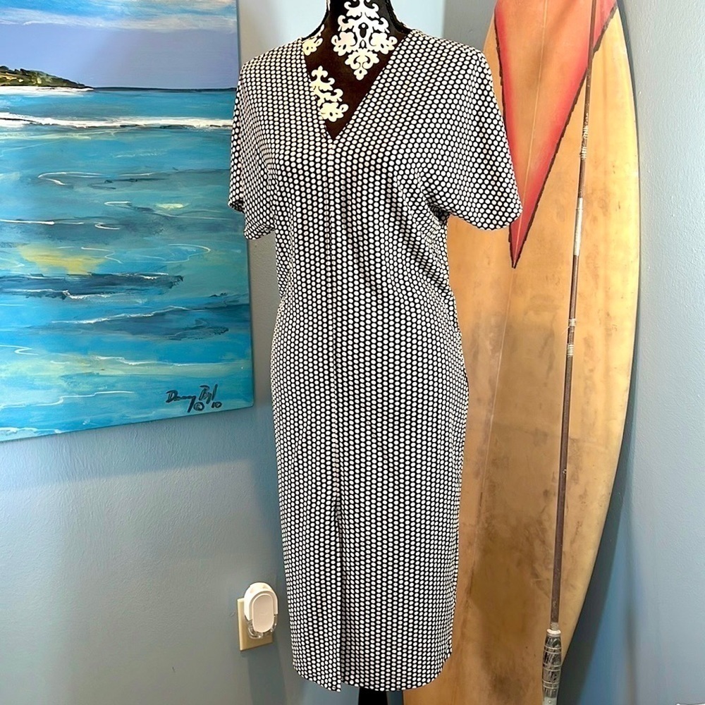 ⭐️Loramendi,Black/White Polka Dots,V-Back & V-Neck,Front Dress Split,Lightweight
